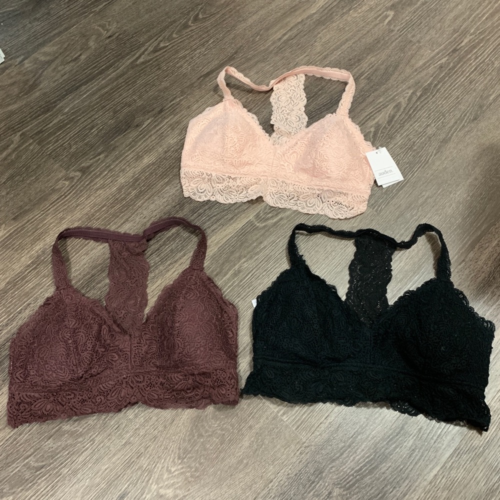 3 for price of one!! lightly-lined lace bralettes